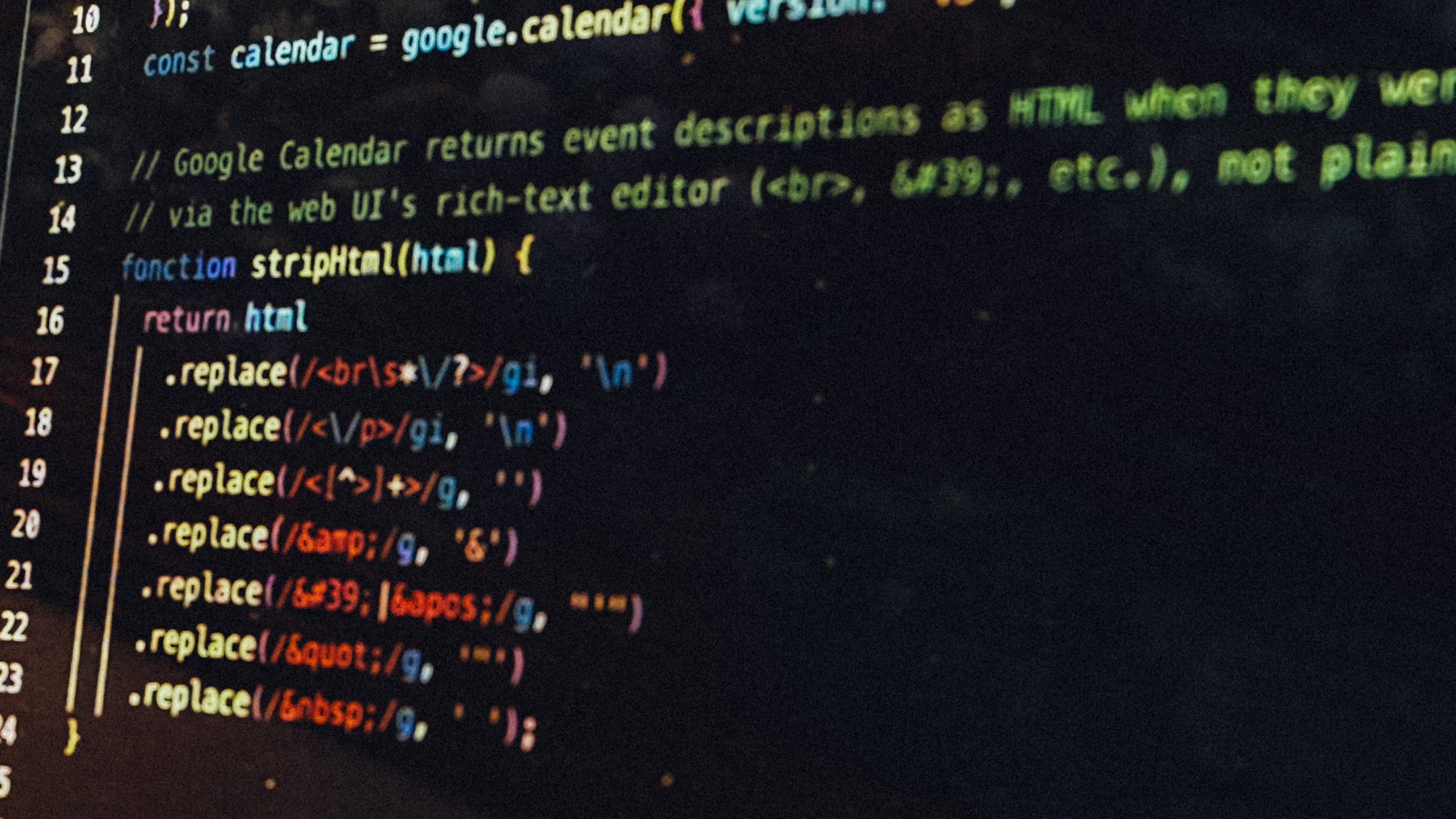 Computer code displayed on a screen