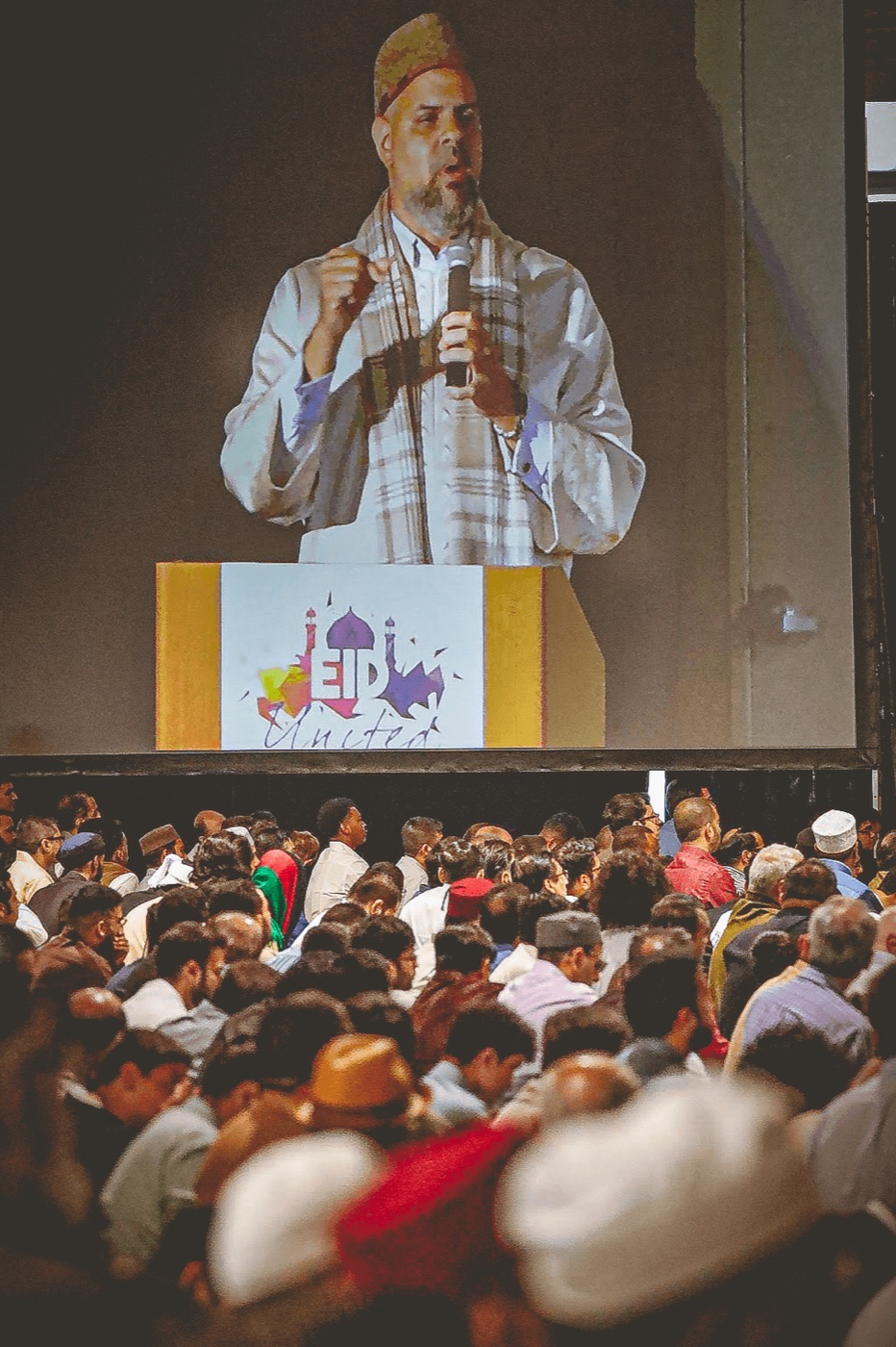 Imam Marc Manley speaking at Eid United
